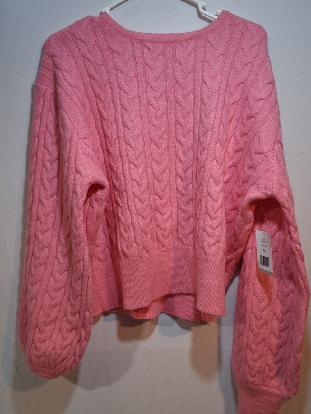 Alexia Admor Pink Cable‑Knit Crewneck Sweater